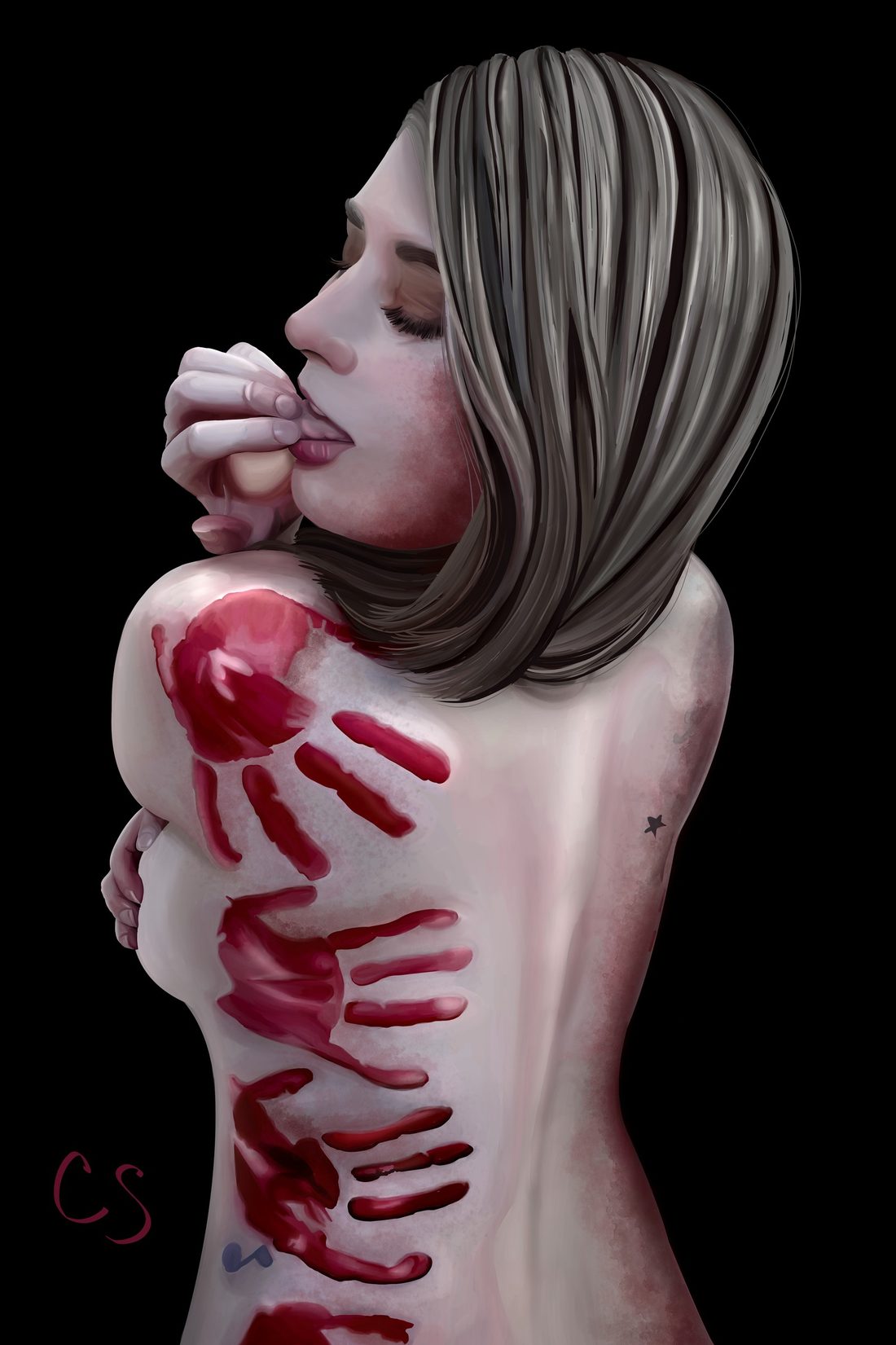 Bloody Hands — a art print from Shattering Expectations (Chris Stone Art).
